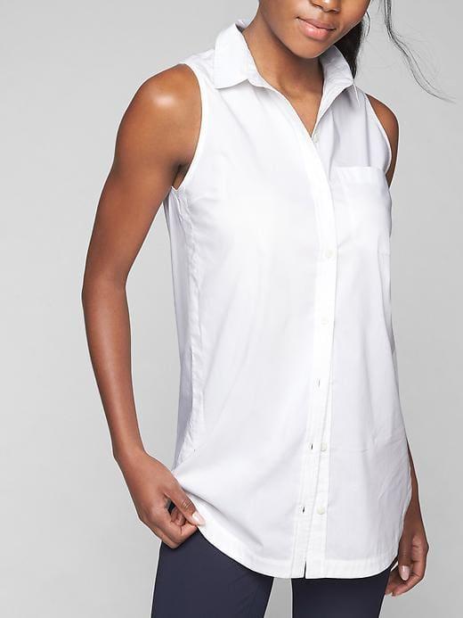 Athleta Womens Long And Lean Sleeveless Shirt Bright White Size Xxs