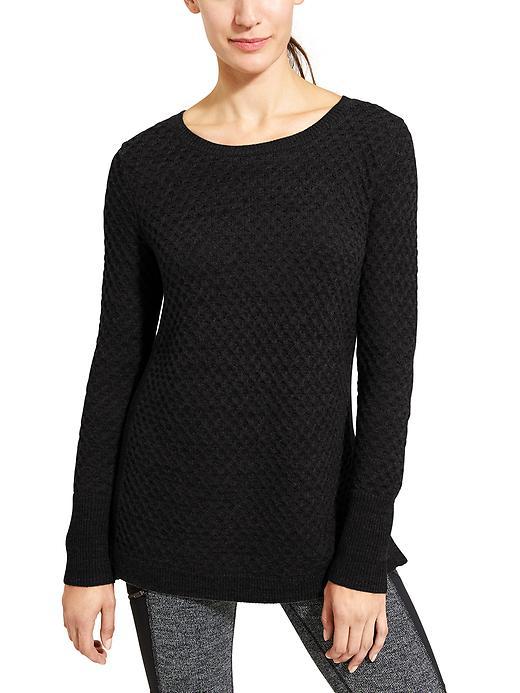 Athleta Womens Honeycomb Sweater Tunic Size L - Black Marl