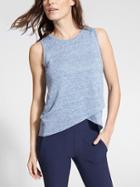 Athleta Womens Linen Criss Cross Tank Size L Tall - Light Indigo Heather