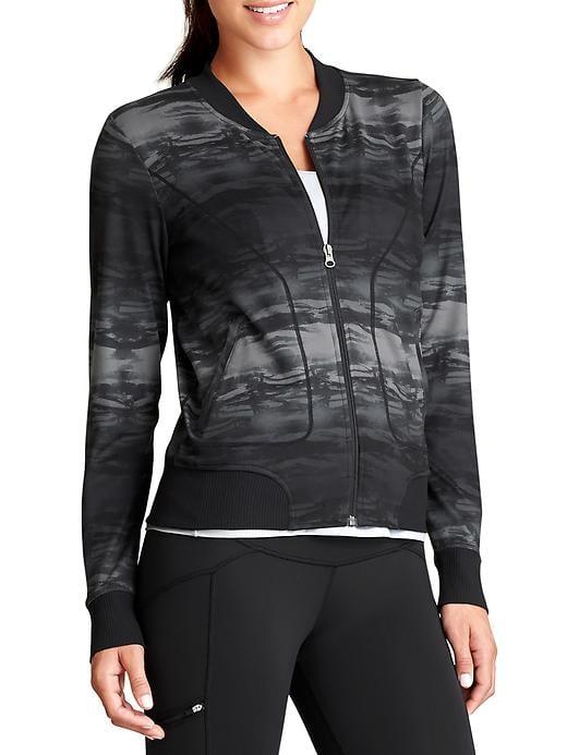 Athleta Womens Printed Bombtastic Jacket Size Xl - Charcoal Grey Multi