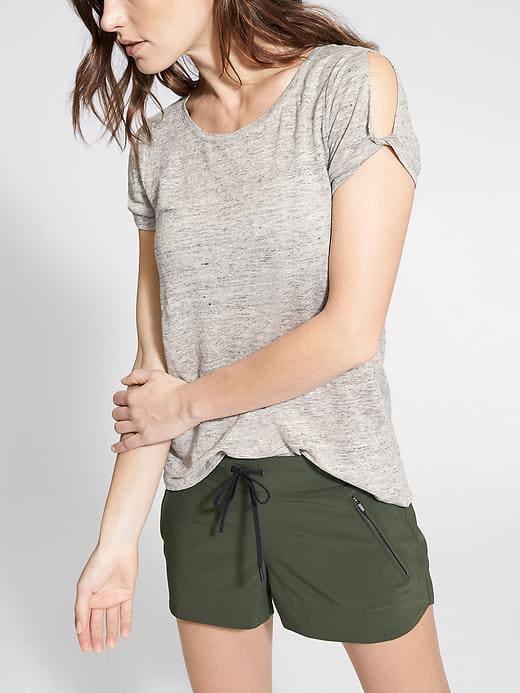 Athleta Womens Zephyr Tee Light Grey Heather Size Xl