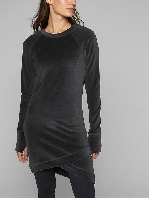 Athleta Womens Velour Criss Cross Dress Charcoal Grey Heather Size L