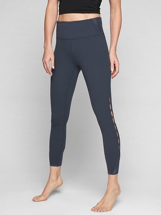 Athleta Womens High Rise Peekaboo 7/8 Tight Size L Tall - Flint Grey