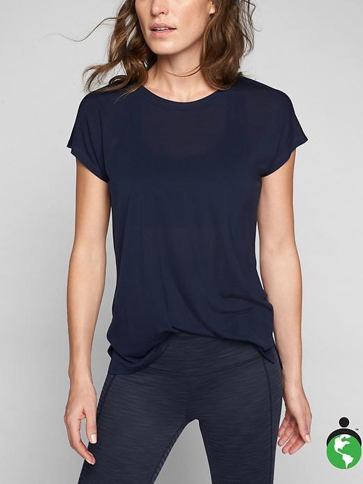 Athleta Womens Valencia Tee Size L Tall - Navy