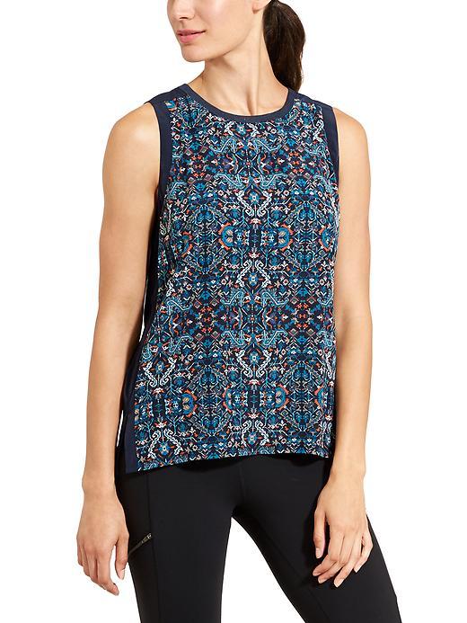 Athleta Womens Tapestry Mixed Media Tank Size L - Navy