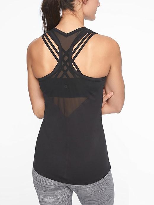 Athleta Womens Mesh Chi Tank Black Size L