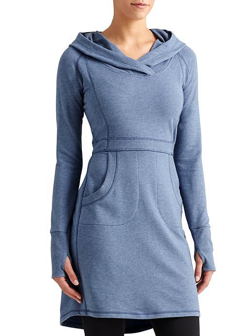 Athleta Womens Cooldown Sweatshirt Dress Size L Tall - Medium Blue Heather