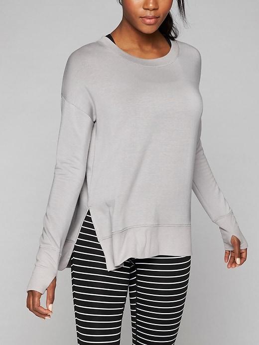 Athleta Womens Coaster Luxe Sweatshirt Pebble Grey Size Xxs