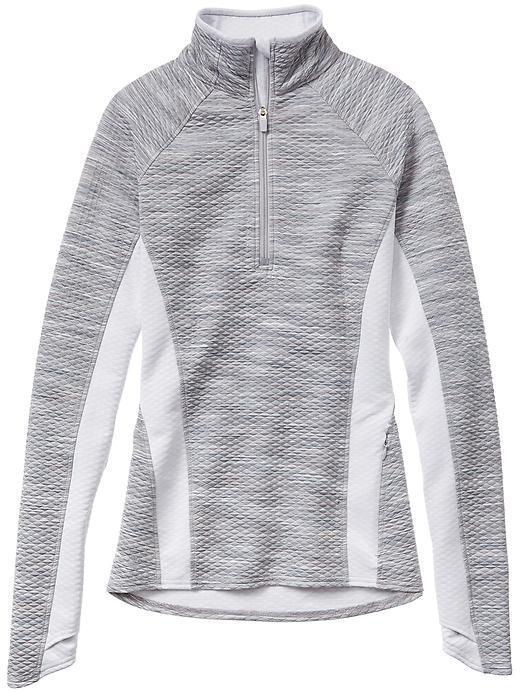 Athleta Snowscape Half Zip - White Spacedye/silver Shimmer