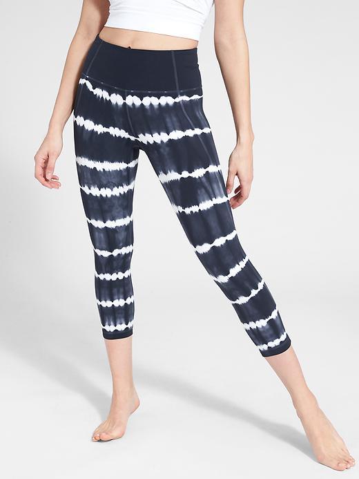 Athleta Womens Tie Dye Salutation Capri Size L Tall - Navy