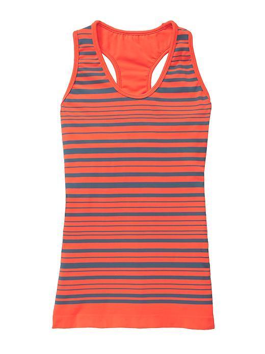 Athleta Neon Stripe Racerback Tank - Pumpkin Orange/granite Grey Stripe