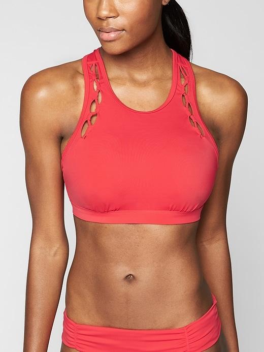 Athleta Womens High Neck Loop Bikini Top Stop Light Size 32b/c