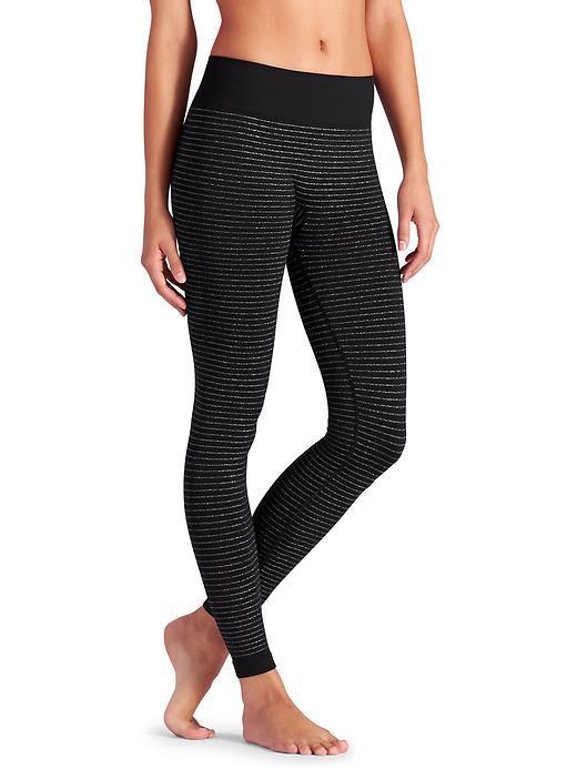 Athleta Womens Shimmer Stripe Tight Size L - Black