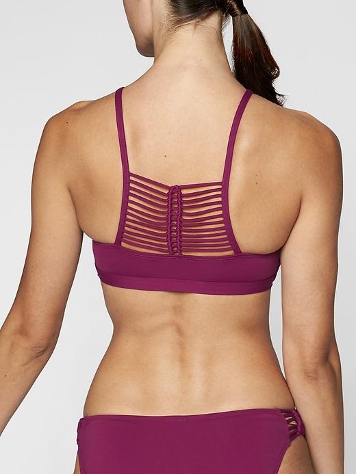 Athleta Womens Macrame High Neck Bikini Top Exotic Fuchsia Size Xl