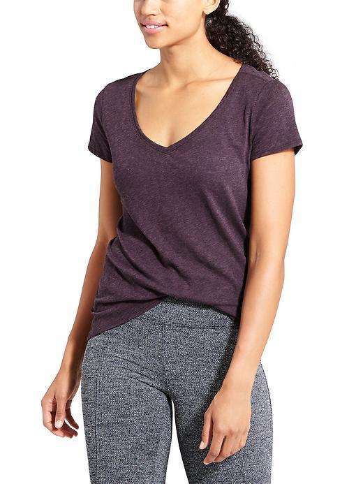 Athleta Womens Daily Tee Size L Tall - Wild Raisin Heather