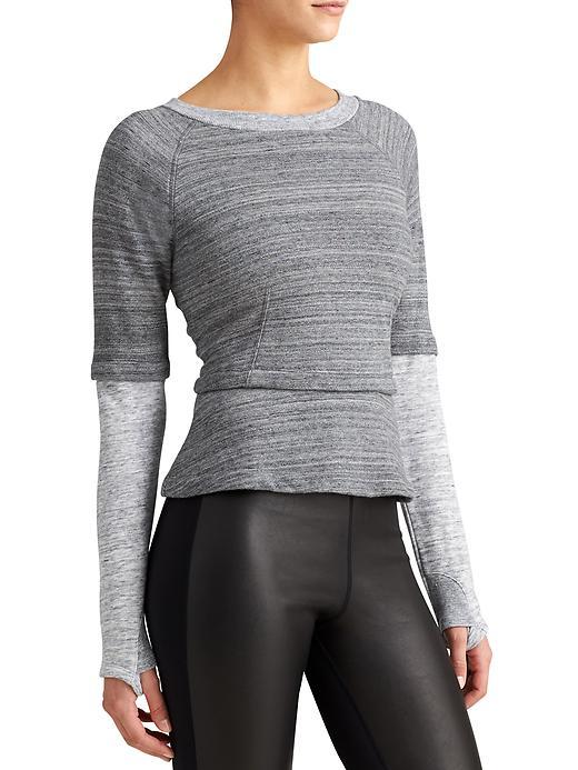 Athleta Womens Terry Peplum Top Size L - Medium Grey Heather