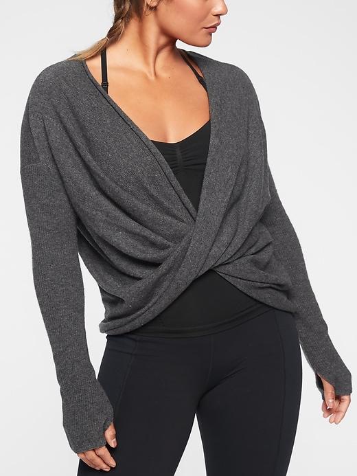 Athleta Womens Finale Wool Cashmere Convertible Sweater Charcoal Grey Heather Size S