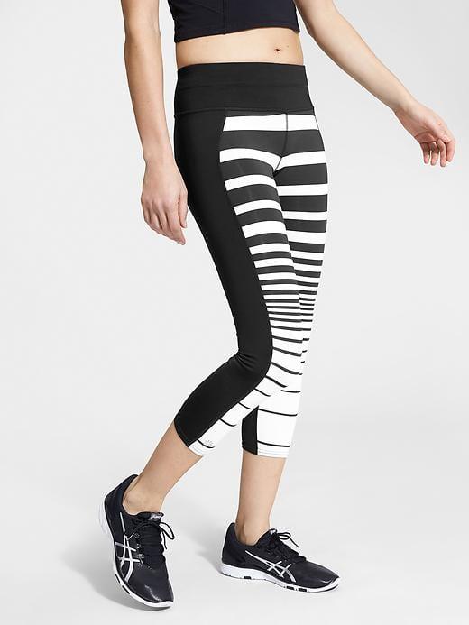 Athleta Womens Sonar Capri Stripe Black Size Xxs