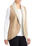 Athleta Womens Shearling Wrap Vest Size L/xl - Foxtail Taupe