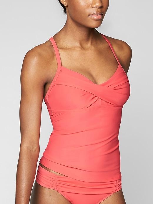 Athleta Womens Twister Tankini Top Coral Flash Size 40b/c