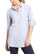 Athleta Womens Stripe Weekender Shirt Size Xl - Blue/white