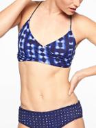 Athleta Womens Mashiko Reversible Wrap Bikini Top Dress Blue Size Xxs