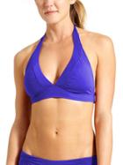 Athleta Womens Shirrendipity Halter Bikini Top Size L - Powerful Blue