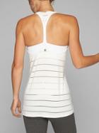 Athleta Womens Stripe Mesh High Neck Chi Tank Bright White Size Xs
