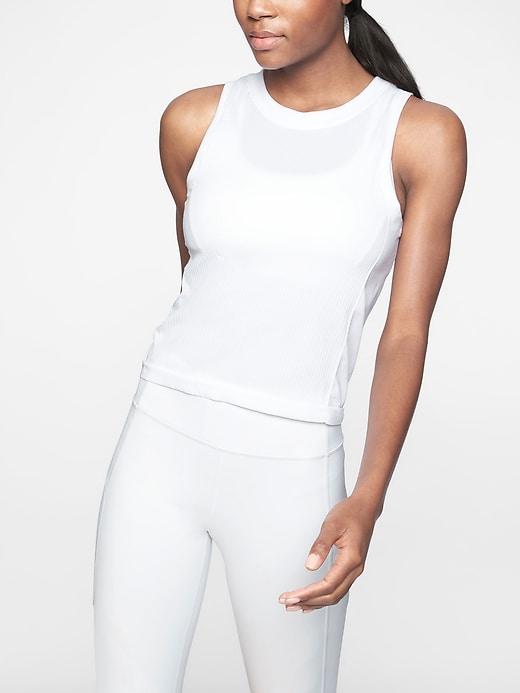 Athleta Womens Renew Ribbed Tank Bright White Size S