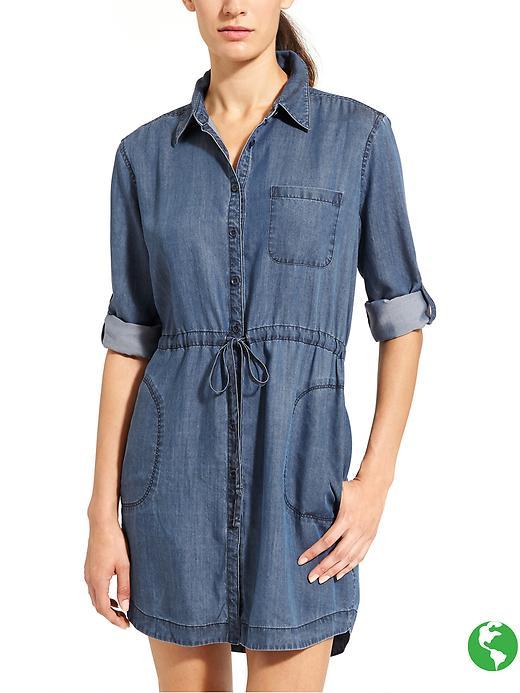 Athleta Womens Candid Shirt Dress Size M Petite - Indigo