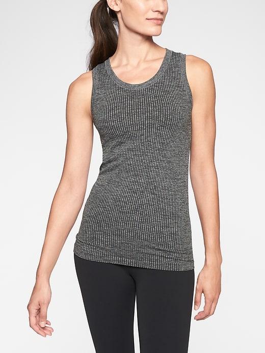 Athleta Womens Renew Reg Length Ribbed Tank Charcoal Heather Size Xs