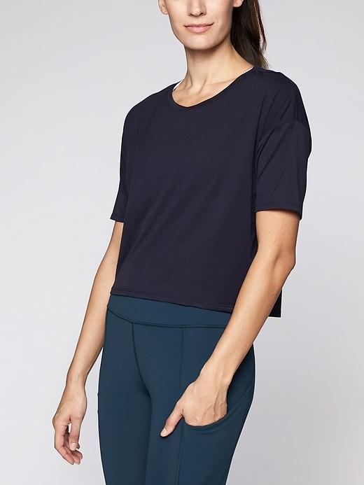 Athleta Womens Studio Crop Tee Navy Size S