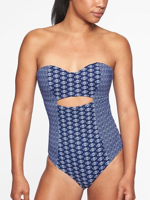 Athleta Womens Tangier Cutout One Piece Dress Blue Size M