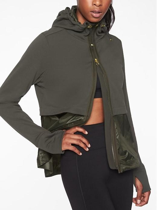 Athleta Womens Windy Point Hoodie Arbor Olive Size L