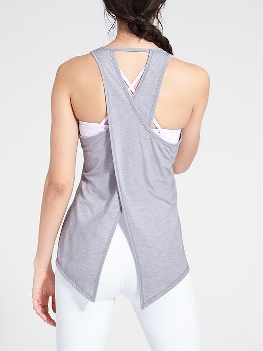 Athleta Womens Essence Tie Back Tank Size L Tall - Slate Grey Heather