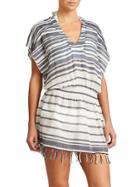 Athleta Womens Striped Bright Side Cover Up Size L - Dress Blue