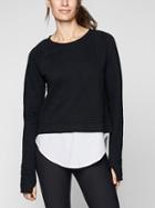 Athleta Womens Roamer Sweatshirt Black/ Bright White Size S