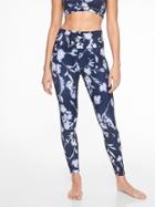 Athleta Womens Water Flower Salutation 7/8 Tight Navy Size S