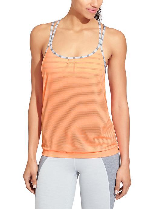 Athleta Womens Hyper Stripe Energize Tank Size L - Melon Shock