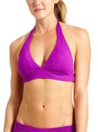 Athleta Womens Shirrendipity Halter Bikini Top Size L - Dark Razzleberry