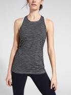 Athleta Womens High Neck Heather Stripe Chi Tank Black/bright White Size S