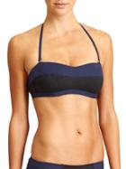Athleta Womens Textural Bandeau Bikini Size L - Black/dress Blue