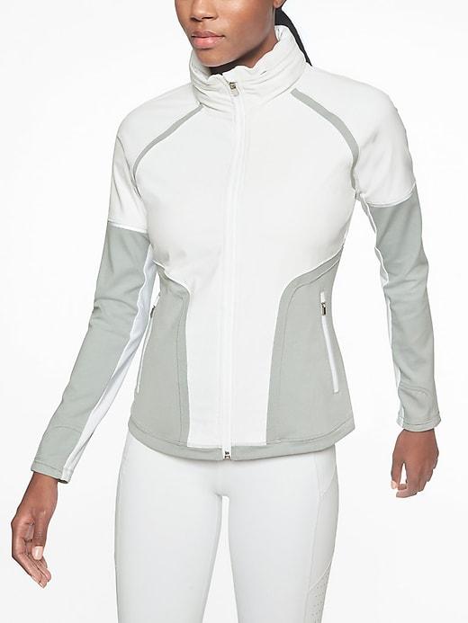 Athleta Womens Jump Step Jacket White/ Fog Grey Heather Size M