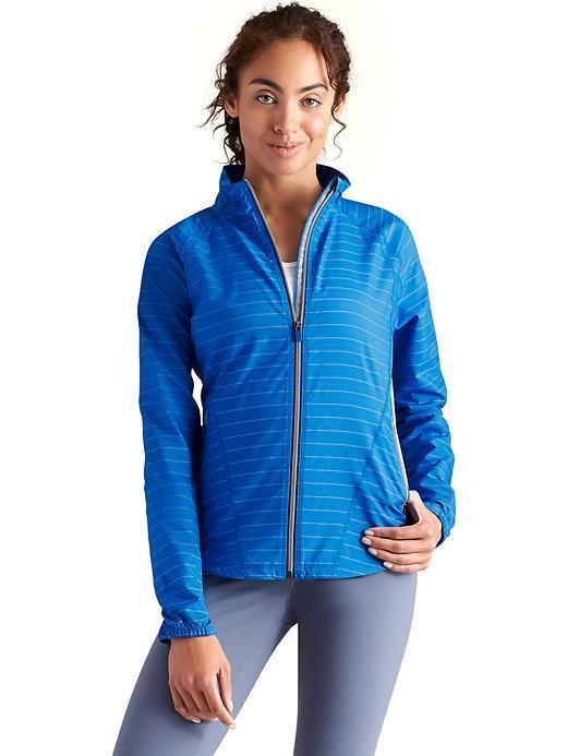 Athleta Stripe Jammin' Run Jacket - Macaw Blue