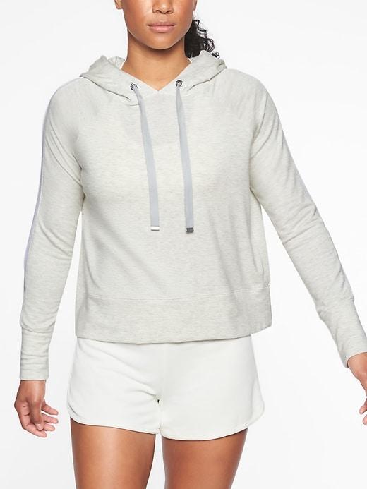 Athleta Womens Open Hearted Hoodie Fog Grey Heather Size L