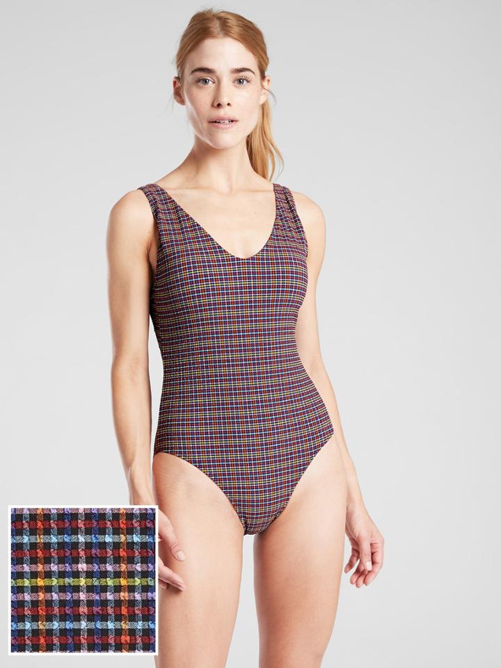 Seersucker V-neck One Piece