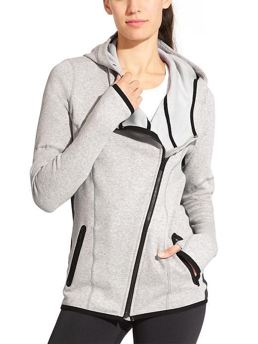 Athleta Womens Cozy Karma Asym Hoodie Grey Heather Colorblock Size Xl