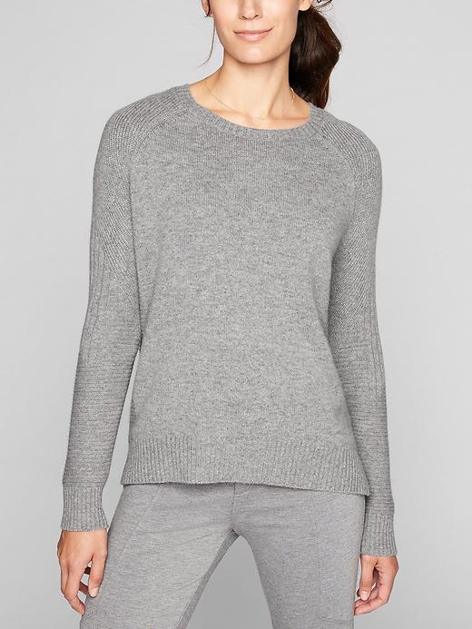 Athleta Womens Wool Cashmere Textured Sweater Medium Grey Heather Size L