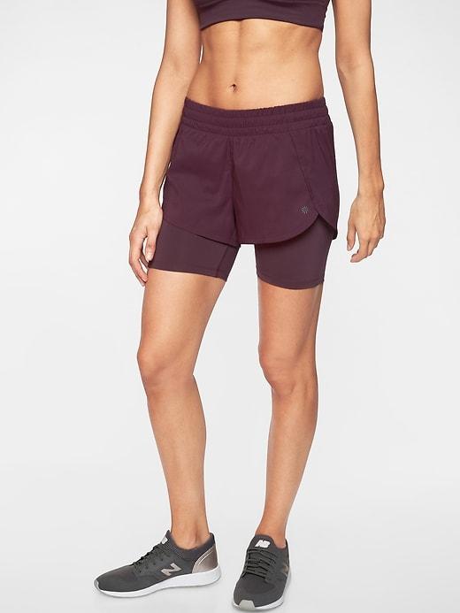 Athleta Womens Racer Run 2 In 1 Short Auberge Size S