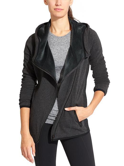 Athleta Womens Cozy Karma Asym Hoodie Size 1x Plus - Charcoal Heather